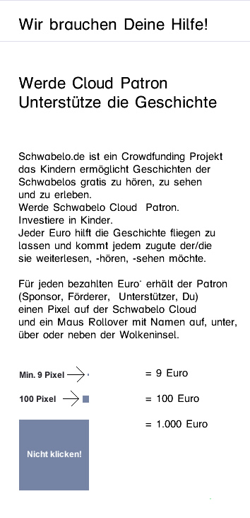 werde cloud patron und unterstütze die abenteuer des schwabelo.